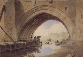 Children swimming under Ouse Bridge in York