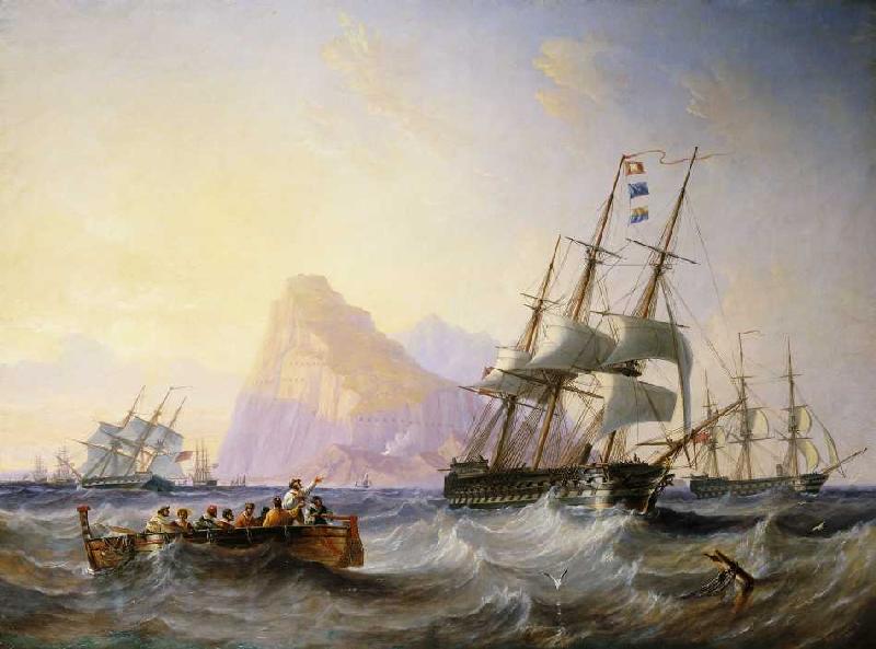 Kriegsschiffe vor Gibraltar od John Wilson Carmichael