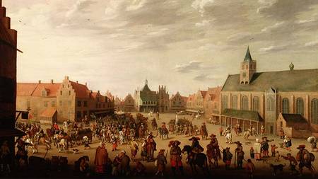 A military procession in the town square of Amersfoort od Joost Cornelisz Droochsloot