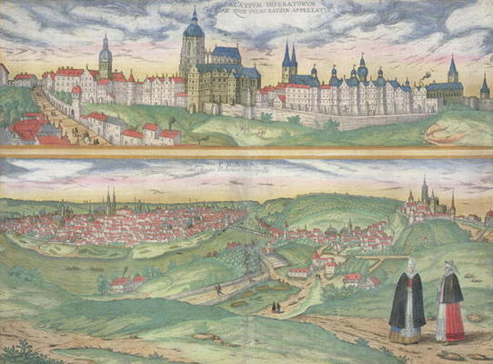 Map of Prague, from 'Civitates Orbis Terrarum' by Georg Braun (1541-1622) and Frans Hogenberg (1535- od Joris Hoefnagel