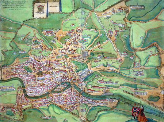 Map of Rome, from 'Civitates Orbis Terrarum' by Georg Braun (1541-1622) and Frans Hogenberg (1535-90 od Joris Hoefnagel
