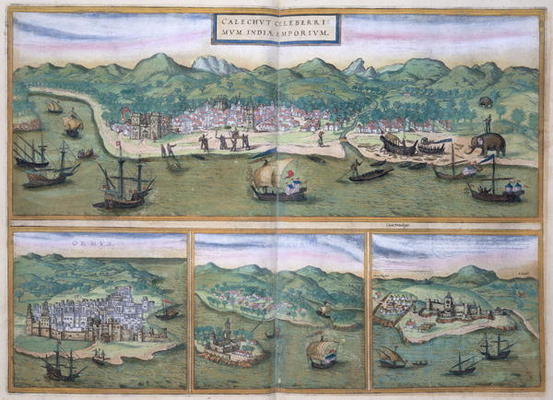 Map of Calcutta, from 'Civitates Orbis Terrarum' by Georg Braun (1541-1622) and Frans Hogenberg (153 od Joris Hoefnagel