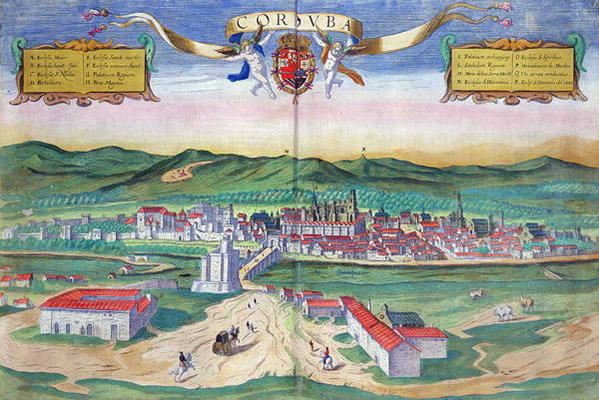 Map of Cordoba, from 'Civitates Orbis Terrarum' by Georg Braun (1541-1622) and Frans Hogenberg (1535 od Joris Hoefnagel
