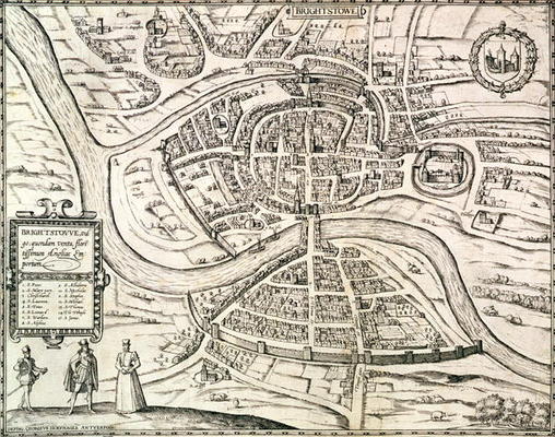 Map of Bristol, from 'Civitates Orbis Terrarum' by Georg Braun (1541-1622) and Frans Hogenberg (1535 od Joris Hoefnagel