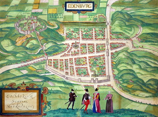 Map of Edinburgh, from 'Civitates Orbis Terrarum' by Georg Braun (1541-1622) and Frans Hogenberg (15 od Joris Hoefnagel