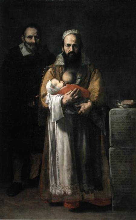 The Bearded Woman Breastfeeding od José (auch Jusepe) de Ribera