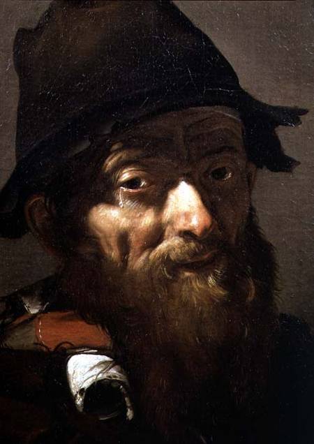 Head of an Old Man, detail of Portrait of an Old Man with an Onion od José (auch Jusepe) de Ribera