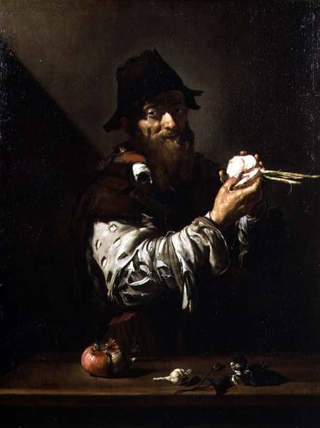 Portrait of an Old Man with an Onion od José (auch Jusepe) de Ribera