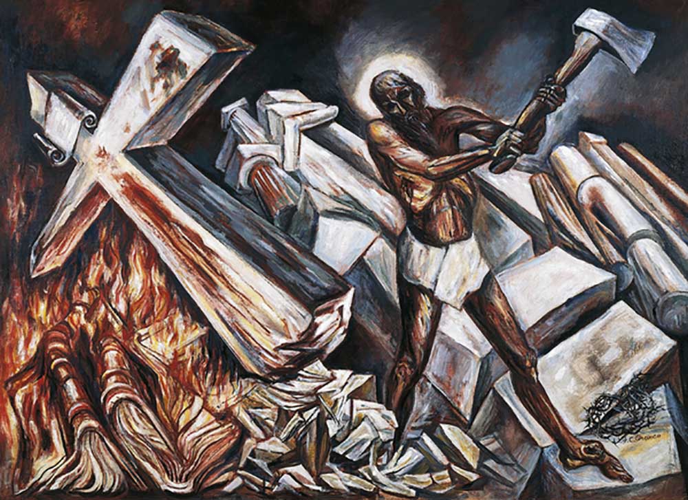 Christ destroys his cross, 1943, by Jose Clemente Orozco (1883-1949), painting, 94x130 cm. Mexico, 2 od José Clemente Orozco