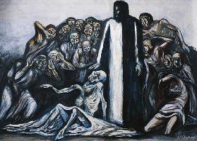 The Raising of Lazarus, 1943, by Jose Clemente Orozco (1883-1949), mixed media on canvas. Mexico, 20