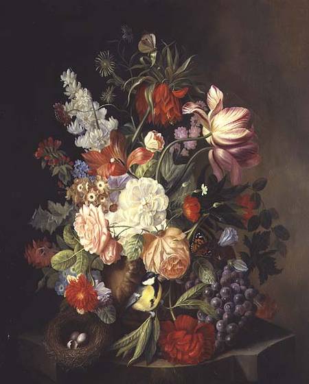 A Still life of Mixed Summer Flowers in an Urn od Josef Holstayn
