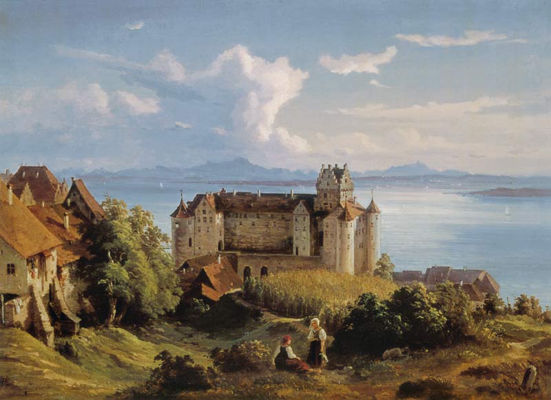 Look at Lake Constance and the Swiss mountains over the castle Meersburg od Josef Moosbrugger