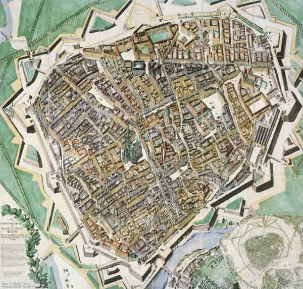 Vienna , Map od Josef Daniel von Huber