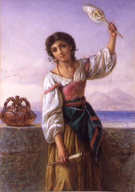 Young Girl with a Distaff od Joseph Bouvier