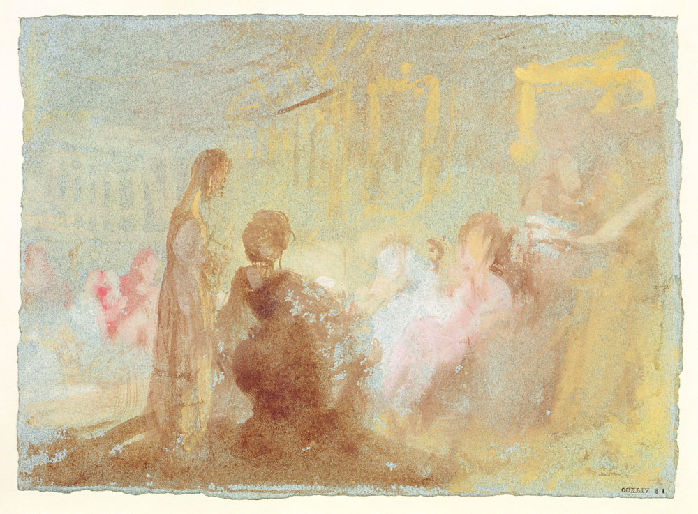 Interior at Petworth House with people in conversation od William Turner