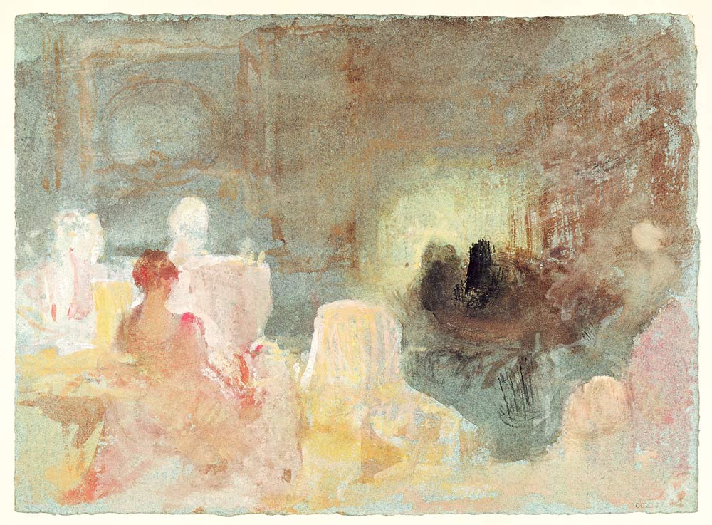 Interior at Petworth with a seated woman od William Turner