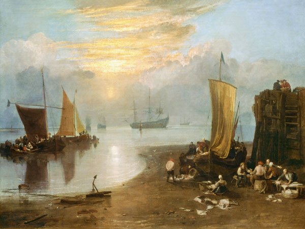 Sun Rising Through Vapour: Fishermen Cleaning and Selling Fish od William Turner