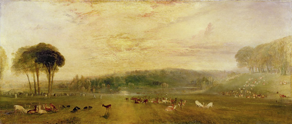 The Lake, Petworth: Sunset, Fighting Bucks od William Turner