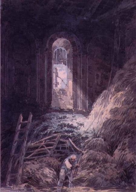 A Barn, Interior of the Ruined Refectory of St. Martin's Priory, Dover od William Turner