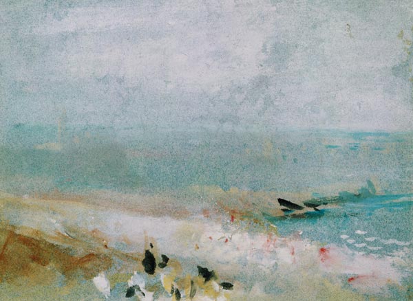 Beach with figures and a jetty. c.1830 (w/c & gouache) od William Turner