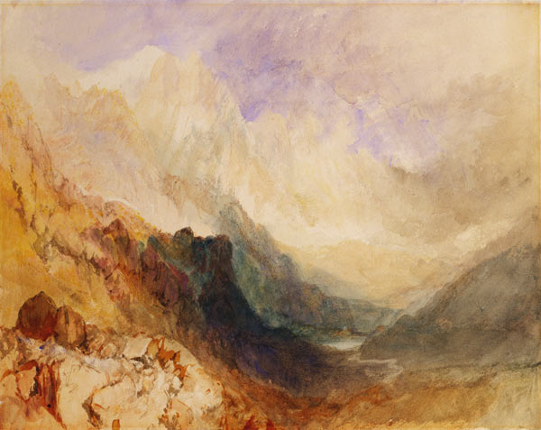 View along an Alpine Valley, possibly the Val d'Aosta od William Turner