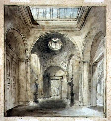 The anteroom of Sir Francis Chantrey's sculpture gallery in 30 Belgrave Place designed by Sir John S od Joseph Michael Gandy