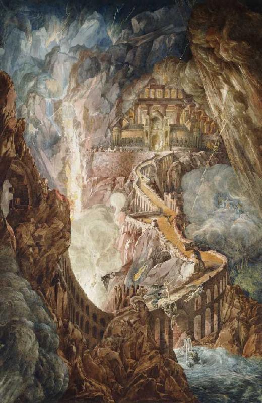Höllenbrücke (wohl Illustration zu: Das verlorene Paradies von John Milton) od Joseph Michael Gandy