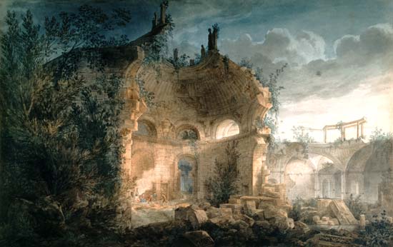 Sir John Soane's Rotunda of the Bank of England in Ruins (w/c heightened with white on paper) od Joseph Michael Gandy