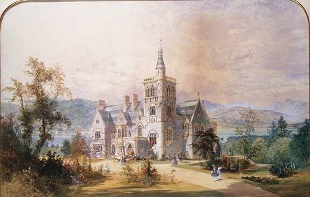 A Scottish baronial mansion (w/c and gouache) od Joseph Nash