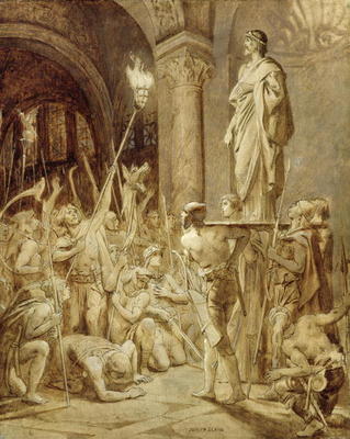 Clovis (465-511) Carried on his Shield (oil on canvas) od Joseph Paul Blanc