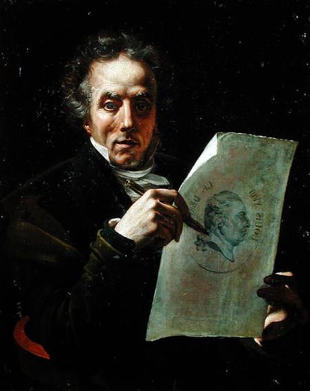 Self Portrait with a Drawing of Louis XVIII (1755-1824) od Joseph Roques