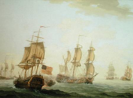 Naval Engagement between a British East Indiaman and a French Warship od Joseph Roux