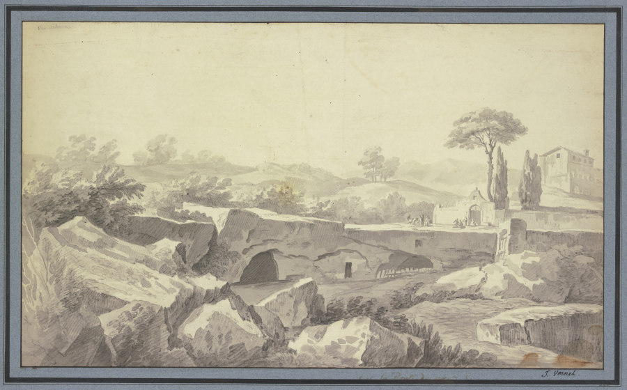 Etude faite sur la Route du Pont Salert a Rome od Joseph Vernet