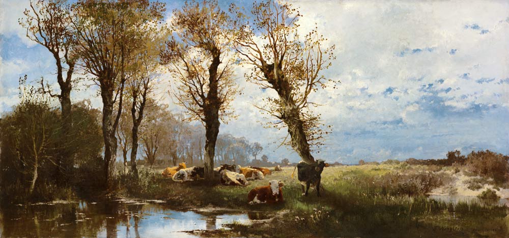 Landscape with cattle herd od Joseph Wenglein