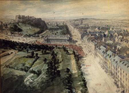 Princes Street, Edinburgh Looking West, 10.15 am August, 1847, showing Parade, West of the Instituti od Joseph Woodfall Ebsworth