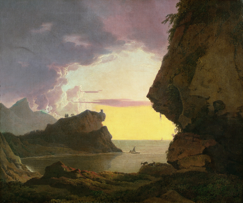 Sunset on the Coast near Naples od Joseph Wright of Derby