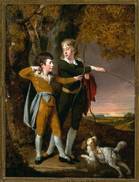 The boy archers (Jungen beim Bogenschießen) od Joseph Wright of Derby