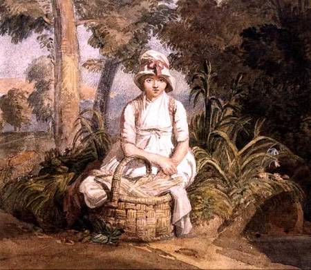 Seated Girl with Bonnet od Joshua Cristall