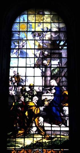 Adoration of the Magi, painting on glass