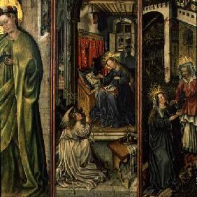 Annunciation, centre left panel of polyptych