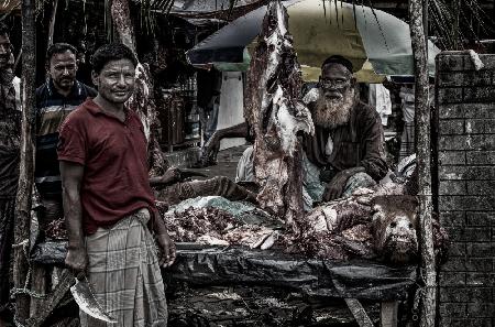 A butcher shop in the streets of Bangladesh