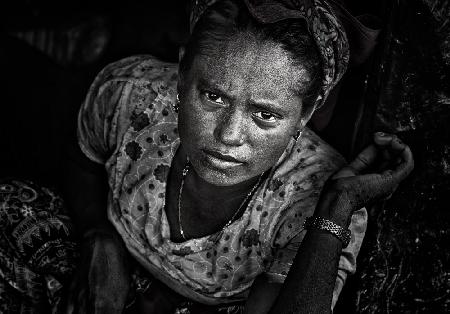 Rohingya woman at her home - Bangladesh