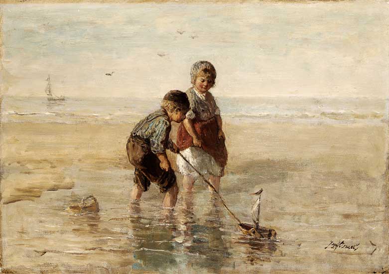 Children Playing By The Seaside od Jozef Israels