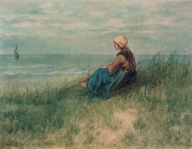 Girl in the Dunes Looking Out od Jozef Israels