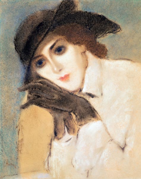 Woman in Black Gloves (Portrait of Zorka Banyai) (pastel) od József Rippl-Rónai