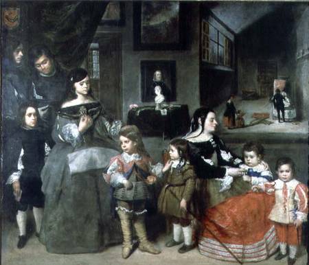 The Artist's Family, on the left the four children from the artist's first marriage to the daughter od Juan Bautista Martinez del Mazo