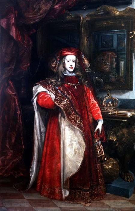 King Charles II of Spain (1661-1700) wearing the robes of the Order of the Golden Fleece od Juan Carreno de Miranda
