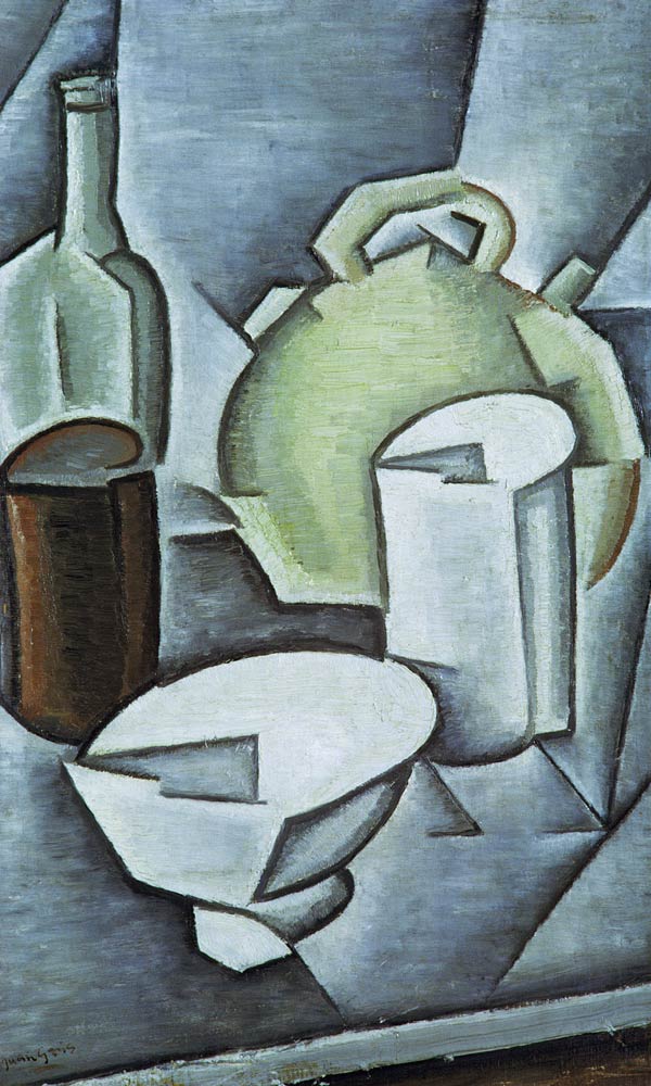 Still Life with a Bottle of Wine and an Earthenware Water Jug, 1911 (oil on canvas) od Juan Gris