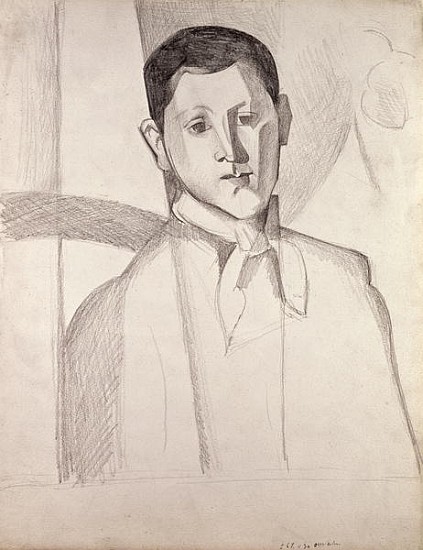 Portrait after Cezanne (crayon on paper) od Juan Gris