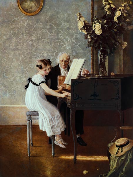 Die erste Klavierstunde od Jules Alexis Muenier